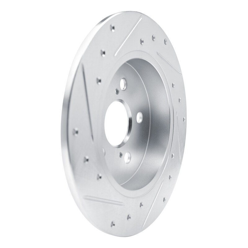 Toyota Corolla Brake Rotor (1) - Rear Right - R1 Concepts - Drilled & Slotted - Silver - `19-`25